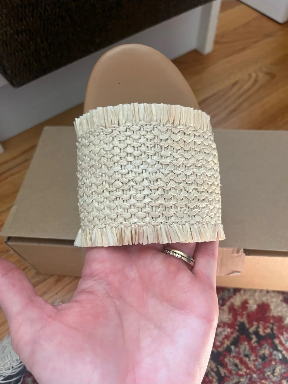 J. Crew Cream Woven Raffia Slide sandals